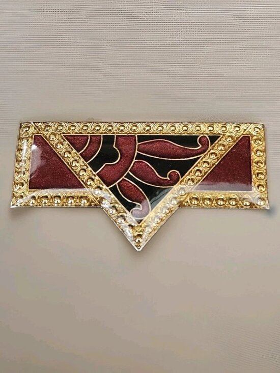 Pierre Bex Jewelry - Vtg 1970s Pierre Bex Art Deco Revival Enamel Bar Brooch Pin Geometric Sun Motif